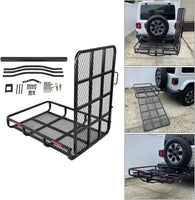Load image into Gallery viewer, ECOTRIC Hitch Mount Wheelchair Carrier with Mobility Ramp for Wheelchair Scooter Lawn Mower Snow Blower Hauler 500lb Capacity Basket-Style LYA-033S
