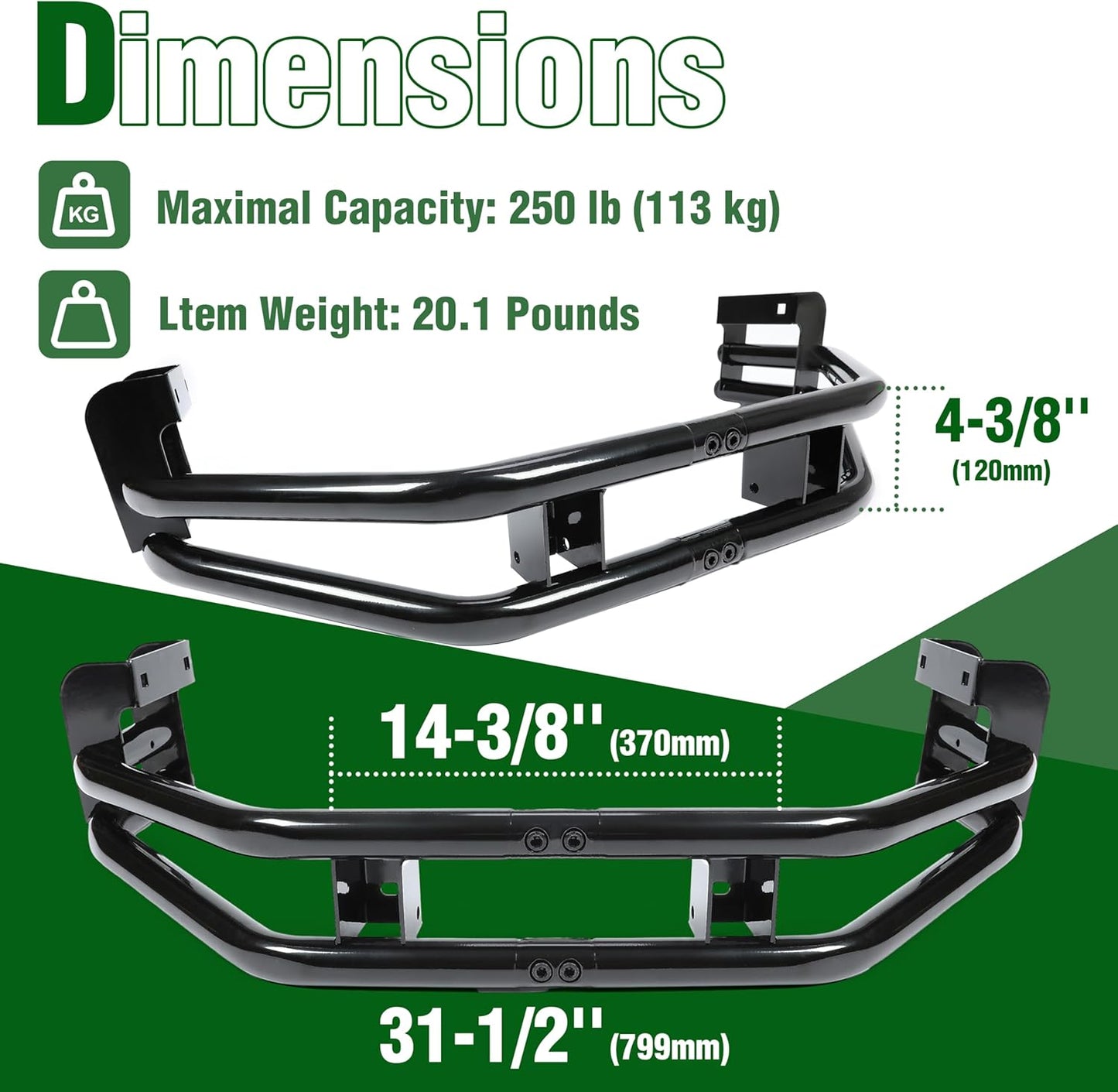 Rear Bumper Bar and Hitch Kit Zero-turn Mowers Compatible With John Deere Z235 Z255 Z335E Z335M Z345M Z345R Z355E Z355R Z365R Z375R Replacement for BM24481 LYJD-017