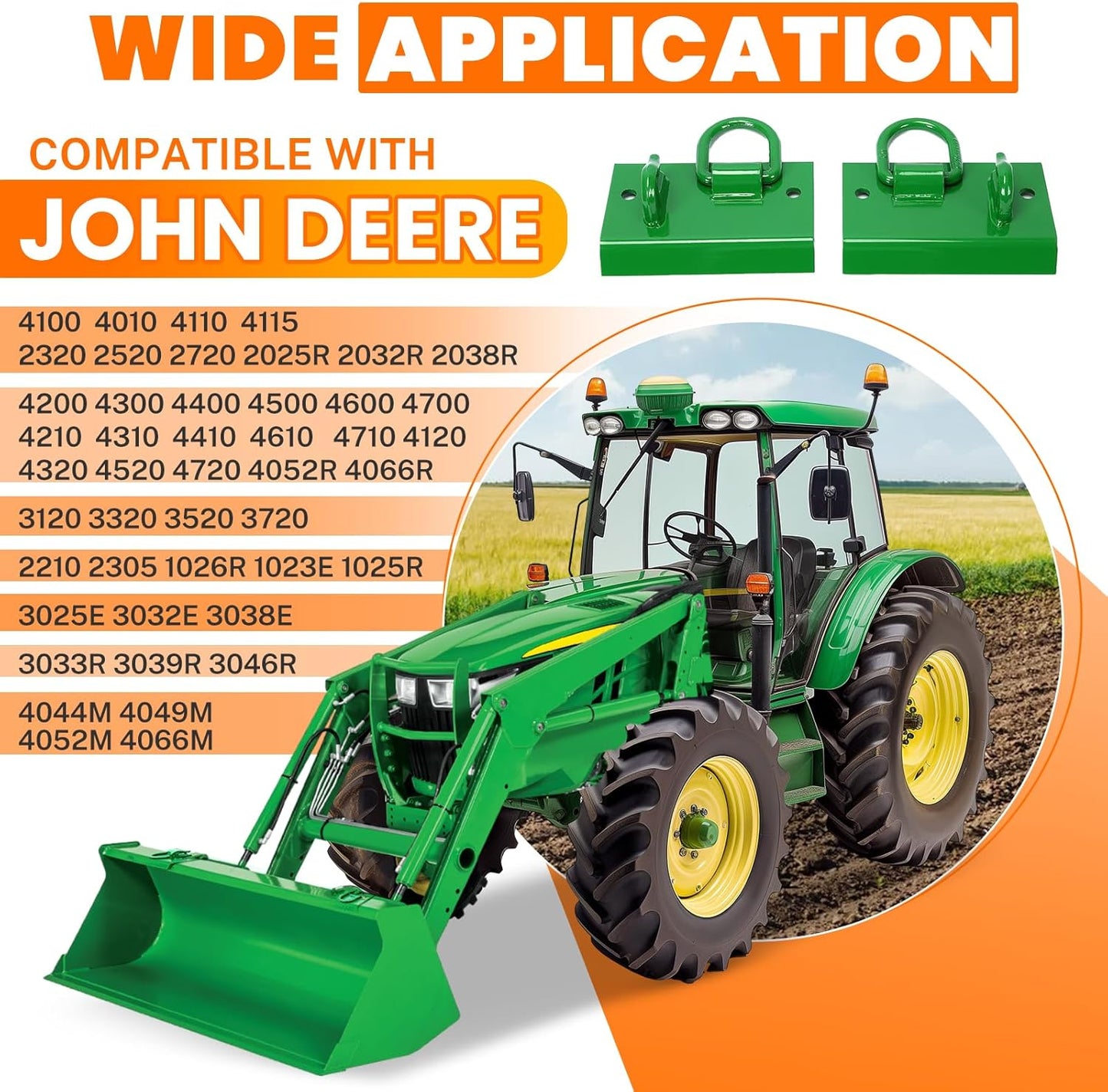 Tractor Bucket Hook Grab Hooks Compatible with John Deere Compact Tractor 1025R 2032R 3320 2520 Tractor Bucket Hooks D Rings Bolt on Heavy Duty LYJD-003