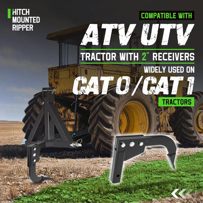 Adjustable Hitch Mounted Ripper for 2inches Receivers, 3 Point Trencher Compatible with ATVs UTVs Tractors, Plough Blade in Garden Bury Pipes Sow Seeds Lawn Digging Subsoil Heavy Duty LYOM-372