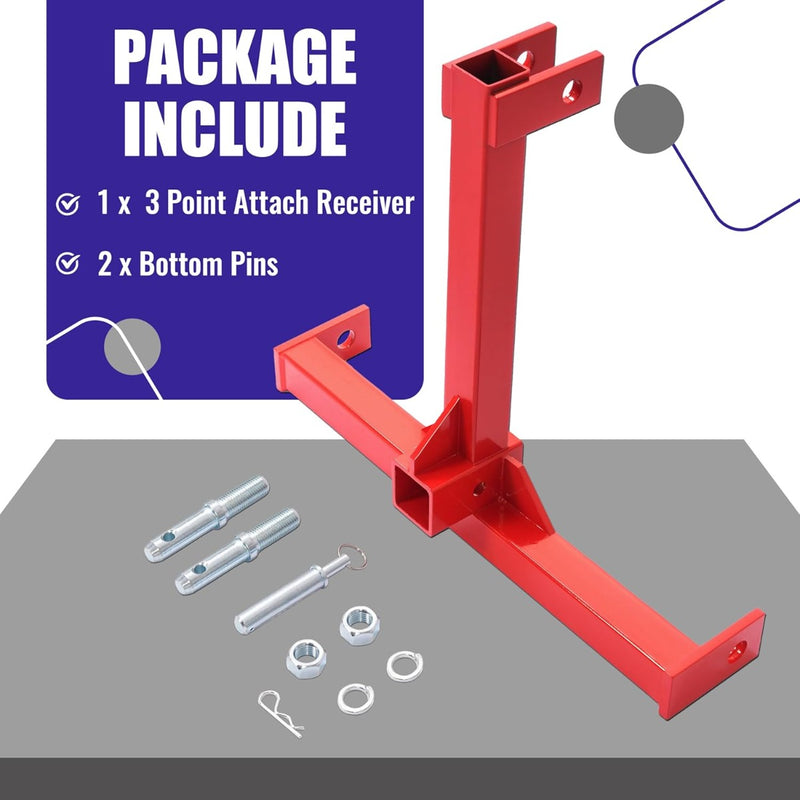 HECASA 3 Point 2 inch Trailer Hitch Receiver Drawbar for Category 1 Tractors