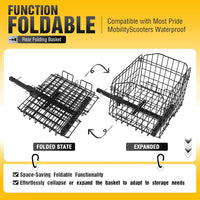 Load image into Gallery viewer, Rear Folding Basket Compatible with Most Pride Mobility Scooters Waterproof Made of Steel and Works with 1inches Receiver Storage Cargo Basket Black LYMM-154
