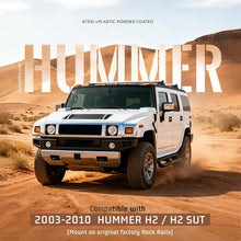 ALMULOO Side Step Compatible with 2003-2010 Hummer H2 / H2 SUT | Running Boards Step Bars Steel+409 Stainless Steel+Plastic Powder Coated Black