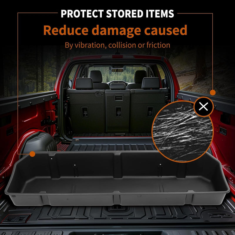 KUAFU Full Size Truck Bed Storage Box Compatible with Ford Chevrolet GMC Dodge Ram Toyota Nissan Universal 55 Inch - 69 inch Wide Adjustable Beds Secure Cargo Organizer Protect Groceries LYAP-X1032