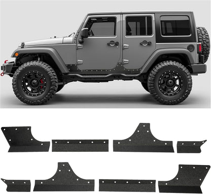 Door Armor Cladding Skid Plate Compatible with 2007-2018 Jeep Wrangler JK 4 Doors Powder Coated Steel Heavy-Duty Black Slider Rocker Guards Rock Panel LYAM-664