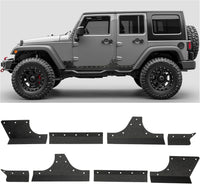 Load image into Gallery viewer, Kojem Door Armor Cladding Skid Plate Compatible with 2007-2018 Jeep Wrangler JK 4 Doors Powder Coated Steel Heavy-Duty Black Slider Rocker Guards Rock Panel LYAM-664

