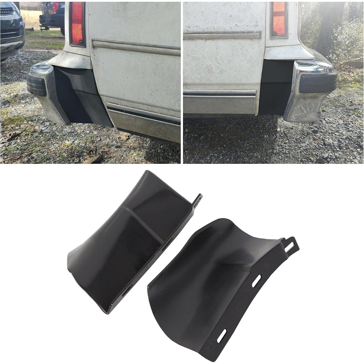 ECOTRIC Rear Bumper Quarter Panel Fillers Kit Compatible with 1986-1990 Chevy Caprice/Impala ABS plastic Black