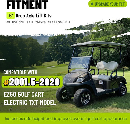 6inches Drop Axle Golf Cart Lift Kit Compatible with 2001.5-2020 EZGO Medalist/TXT Golf Cart Model LYA-090S