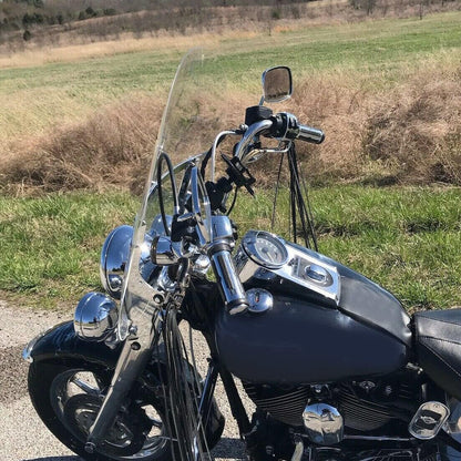 Large 26-1/2inches X 23inches Detachable Motorcycle Windscreen Windshield Compatible With 2000-UP Harley Davidson Heritage Softail Classic FatBoy FLS FLST FLSTC FLSTF FLSTFB FLSTN Clear WSD-04