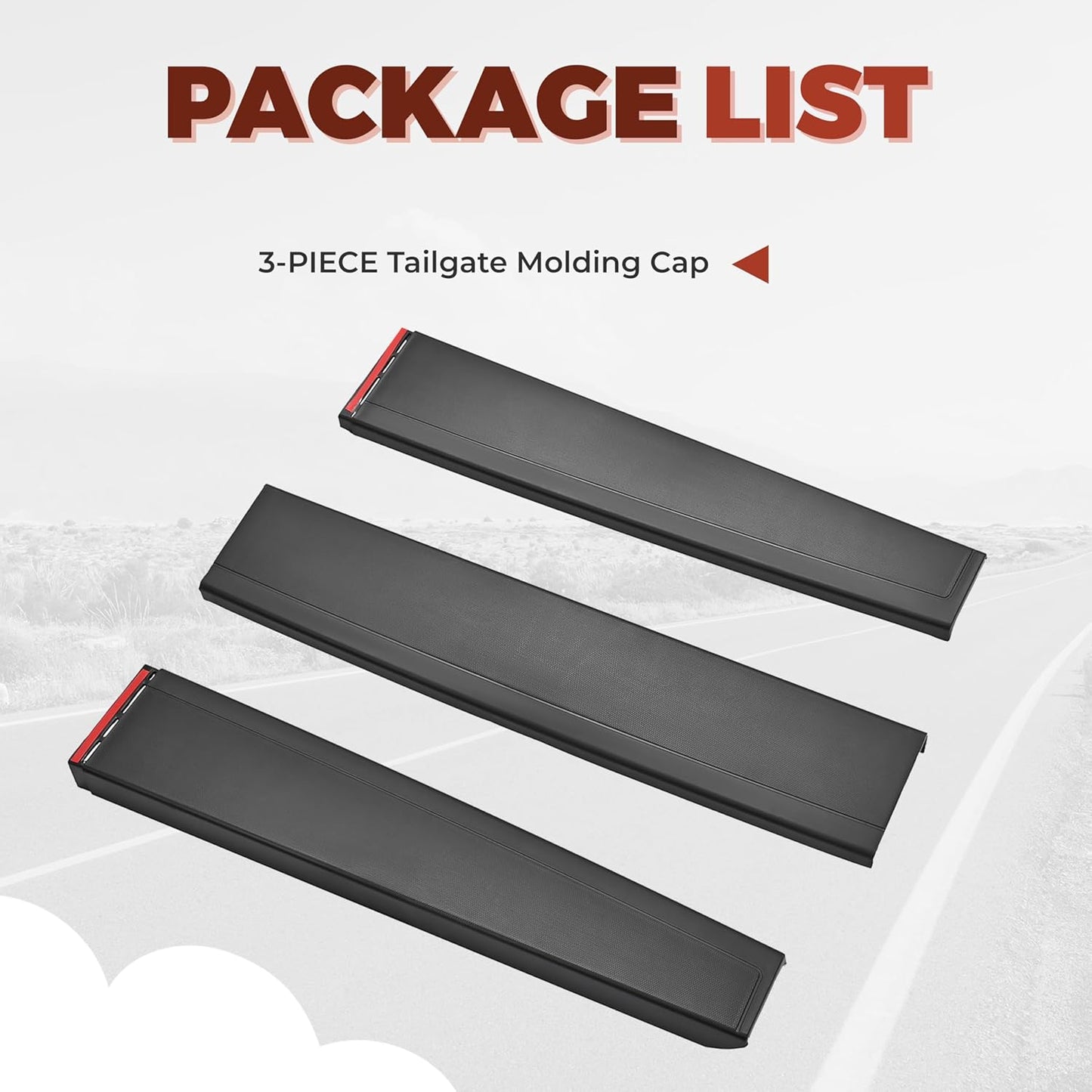 Tailgate Molding Cap Cover Trim Compatible with 2014-2019 Chevy Chevrolet Silverado GMC Sierra 1500 2500HD 3500HD Replacement for 22763062 GM1904110 Top Protector Molding (3Pcs) LYAP-204S