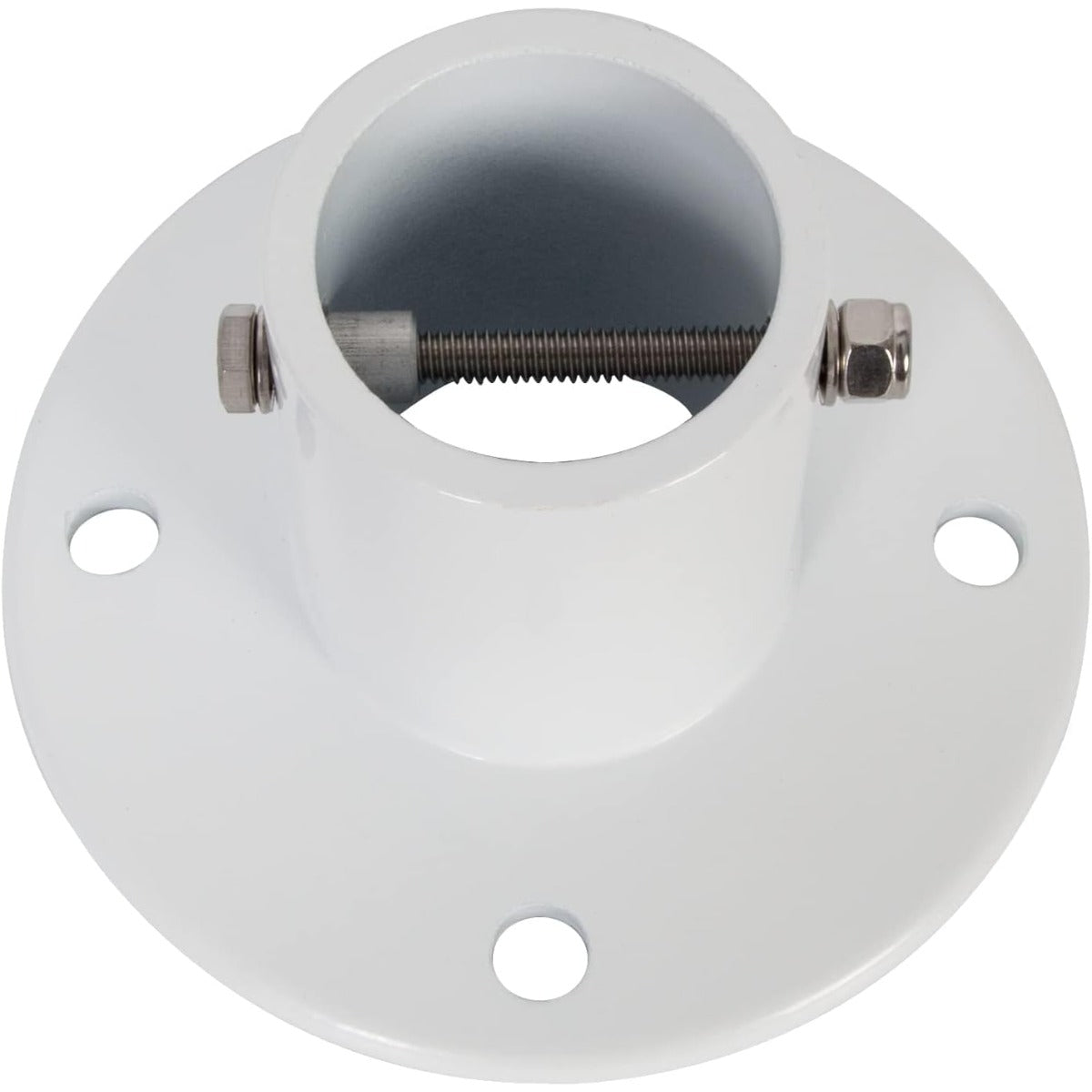 HECASA Deck Anchor Flange Cast Above Ground Pool Ladders Handrails or Slide | 1 7/8" Inch Diameter of 1.9" Aluminum White (1Pc)