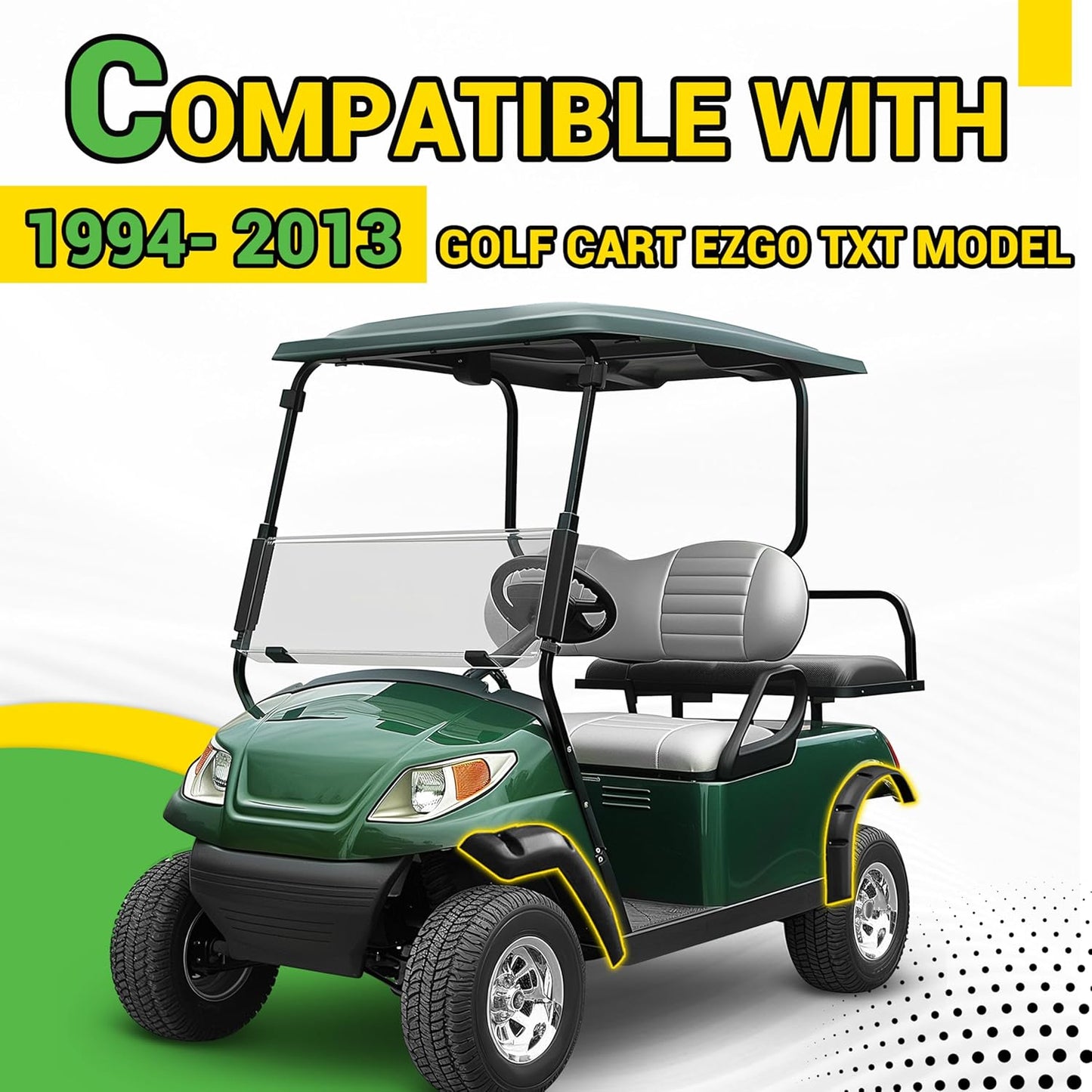 4pcs Front and Rear Standard Fender Flares Compatible with 1994-2013 Golf Cart EZGO TXT Model LYMP-049