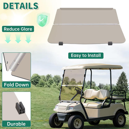 Tinted Windshield Compatible with 1982-2000.5 Club Car DS Golf Cart Smoke Style Fold Down Windscreen B23-61-S