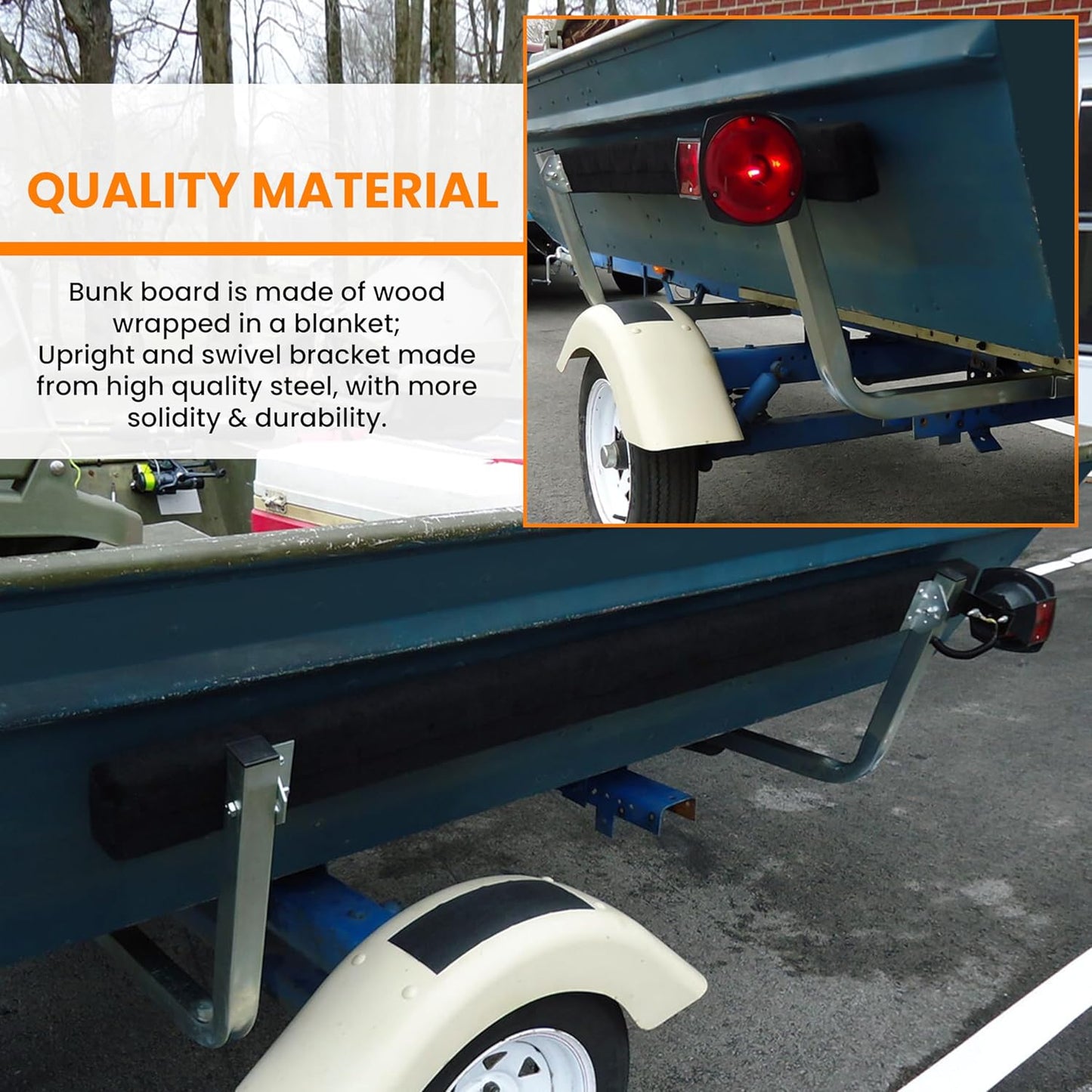 Adjustable 2pcs Boat Trailer Guides Bunk Carpeted Boat Guide-on Galvanized Finish (Size Selected) LYOM-085