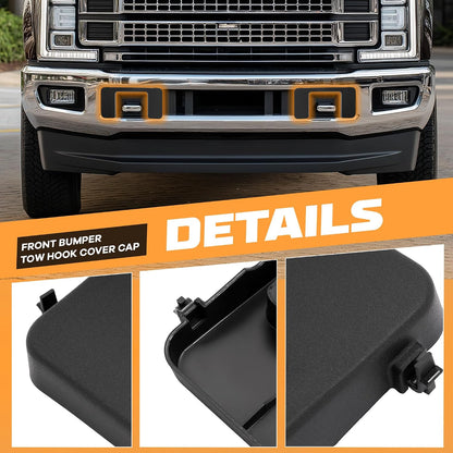 Front Bumper Tow Hook Bolt Cover Cap Compatible with 2017-2022 Ford F250 F350 F450 F550 Super Duty Replace for FO1037107 HC3B 17F751-AC, HC3B 17F751-AD, HC3Z17A900D, HC3Z 17A900-B 2PCS