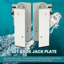 Jack Plate Adjustable 6inches Set Back JPL4000 Outboard Motor Boat Power Lift Aluminum 150 Maximum Horsepower New Factory Style LYOM-065