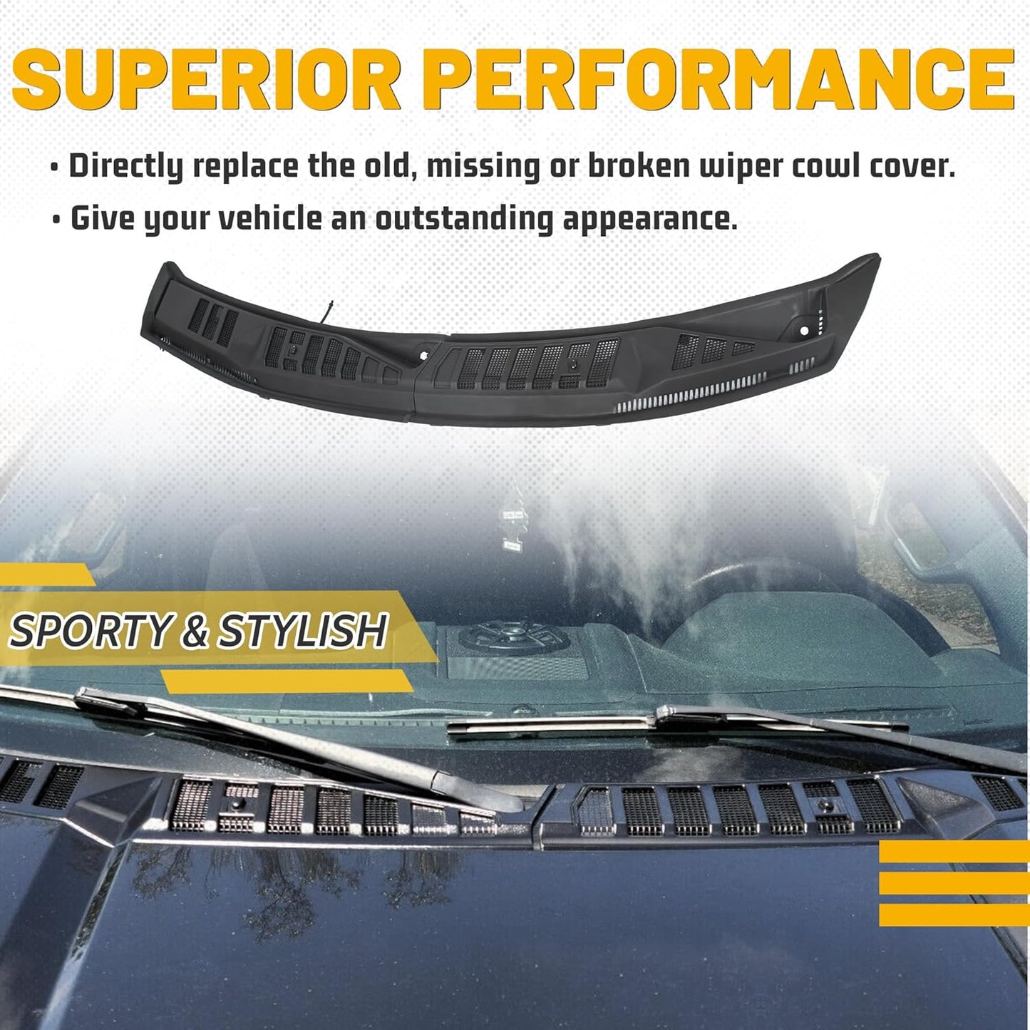 Windshield Wiper Cowl Cover Panel Compatible with 2015-2020 Ford F150 Replacement for FL3Z15022A69B Left & Right Front Windshield Wiper Cowl Grille Insert Panel LYAP-321