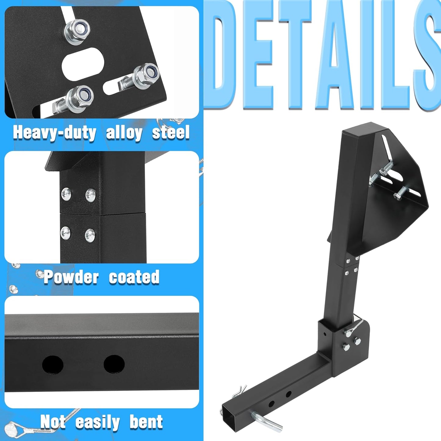 Trailer Hitch Spare Tire Mount Compatible with Truck with 2 Inch Hitch Receiver Fits 4 & 5 & 6 Lugs Adjustable Rack Holder Mount LYAM-X1056