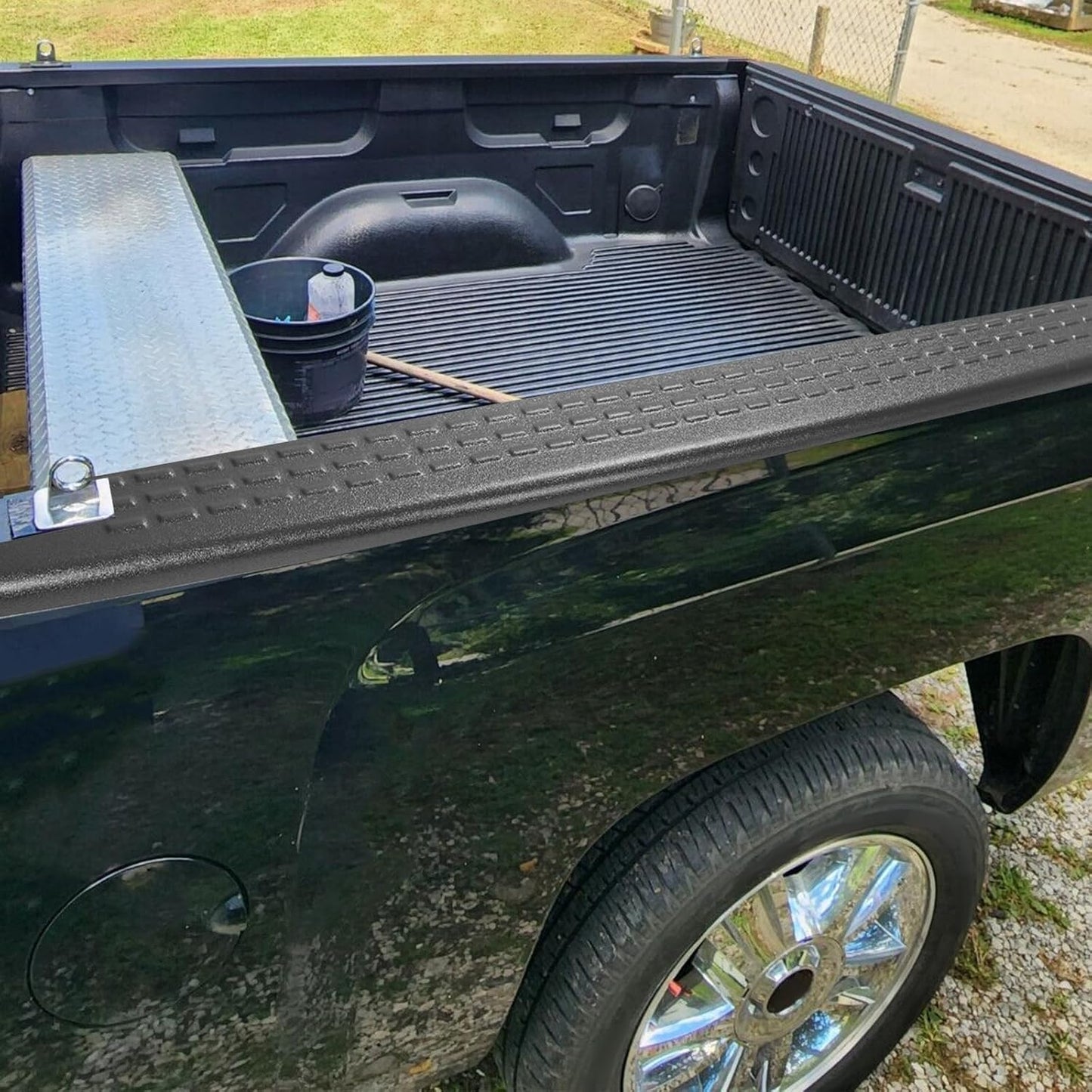 6'6inches Truck Bed Rail Caps Cover Compatible with 2007-2014 Chevy Chevrolet Silverado 1500 2500 HD 3500 HD Replacement for 72-41104 BedRail Caps with Stake Holes Black LYAP-208S