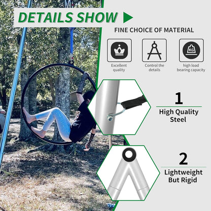 9.6 FT Portable Stand Yoga Swing Stand 551 LBS Aerial Yoga Frame Yoga Sling Inversion Equipment Steel Silvery for Indoor and Outdoor Triangle Structure LYOM-120T-1