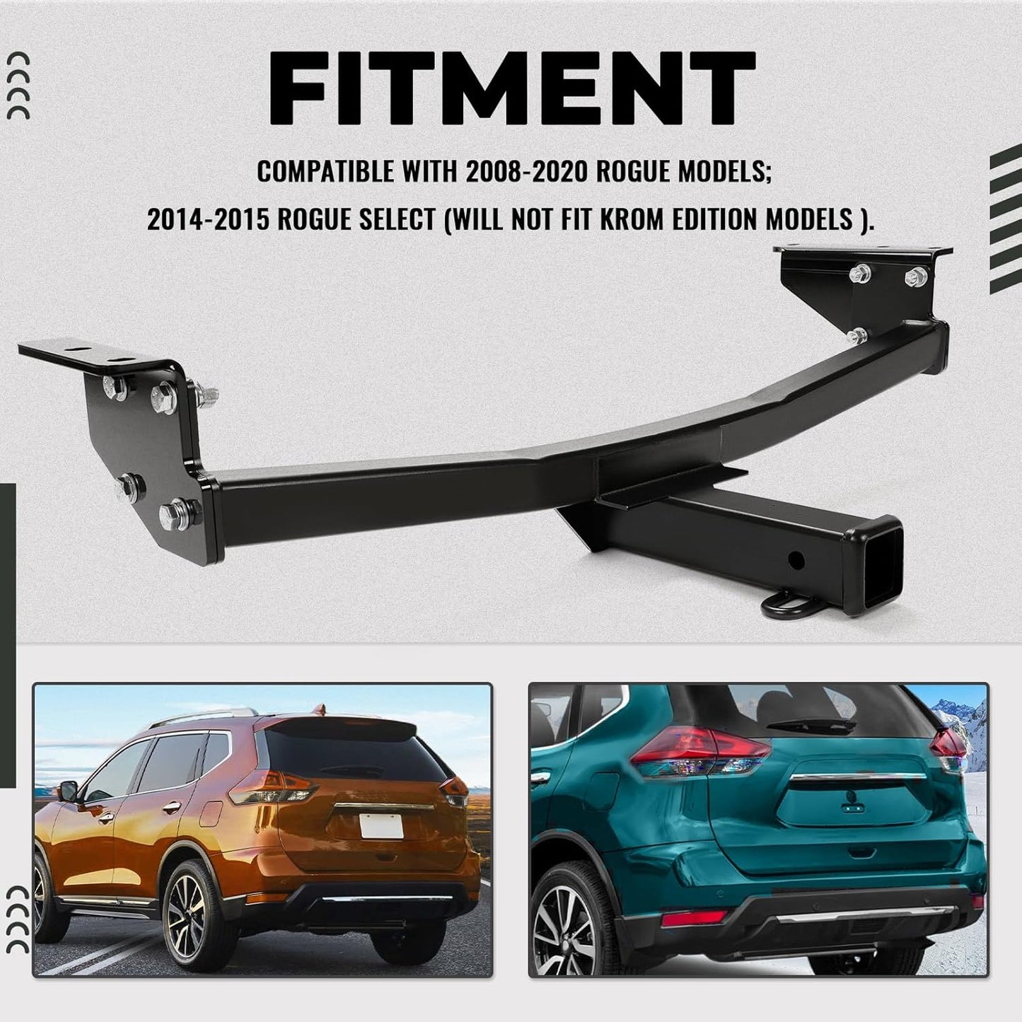 Class 3 2 Inch Tow Trailer Hitch Receiver Compatible with 2008-2020 Nissan Rogue Models and 2014-2015 Nissan Rogue Select LYAM-459