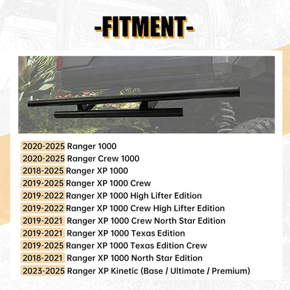 Rear Bumper Guard Compatible with 2018-2025 Polaris Ranger 1000 XP/North Star Edition Double-Tube Rear Bumper Brush Guard Wrinkle LYPS-021S