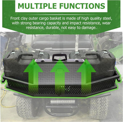Black Front Clay Outer Cargo Basket w/Mounting Brackets Compatible with Club Car DS Golf Cart Gas & Electric Models (Hardware Included) LYMM-106