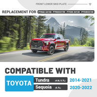 Load image into Gallery viewer, KUAFU Skid Plate Compatible with 2014-2021 Toyota Tundra 4.6L 5.7L 2020-2022 Toyota Sequoia 5.7L Replacement for PTR60-34190 Front Lower Engine Undercover Guard Protection Aluminum Gray LYAM-617
