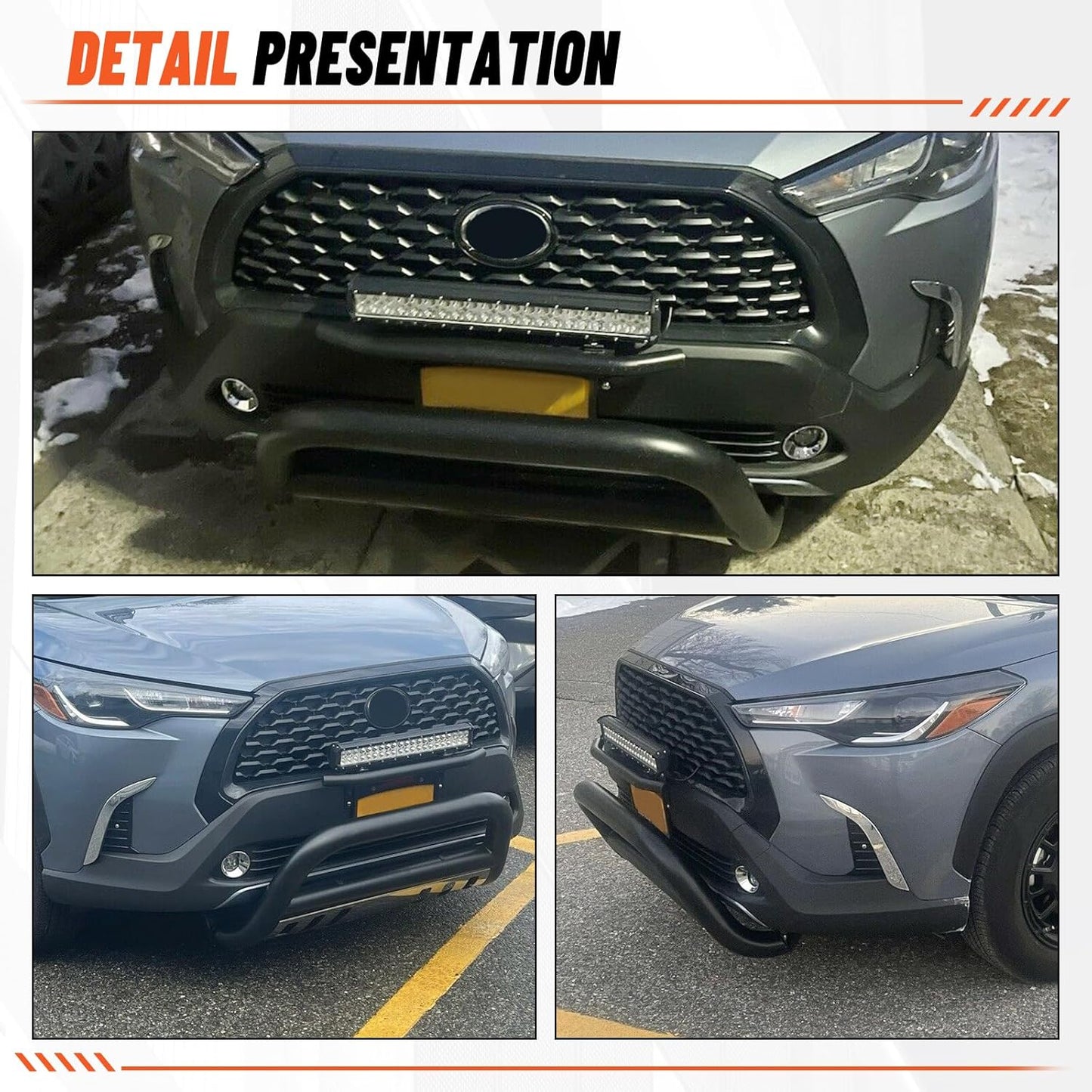 Bull Bar Compatible with 2005-2015 Toyota Tacoma 3inches Tube Stainless Steel Black Front Bumper Brush Push Grille Guard LYAM-331