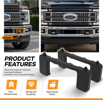 Front Bumper Tow Hook Bolt Cover Cap Compatible with 2017-2022 Ford F250 F350 F450 F550 Super Duty Replace for FO1037107 HC3B 17F751-AC, HC3B 17F751-AD, HC3Z17A900D, HC3Z 17A900-B 2PCS