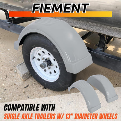 Single AXLE Trailer FENDERS 13 Inches Wheels Tires (Set of 2)