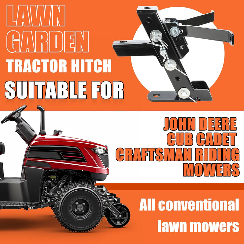 Heavy Duty Adjustable Lawn Mower Trailer Towing Hitch, Garden Tractor Hitch Steel Compatible with John Deere Cub Cadet Craftsman LYJD-011-SD