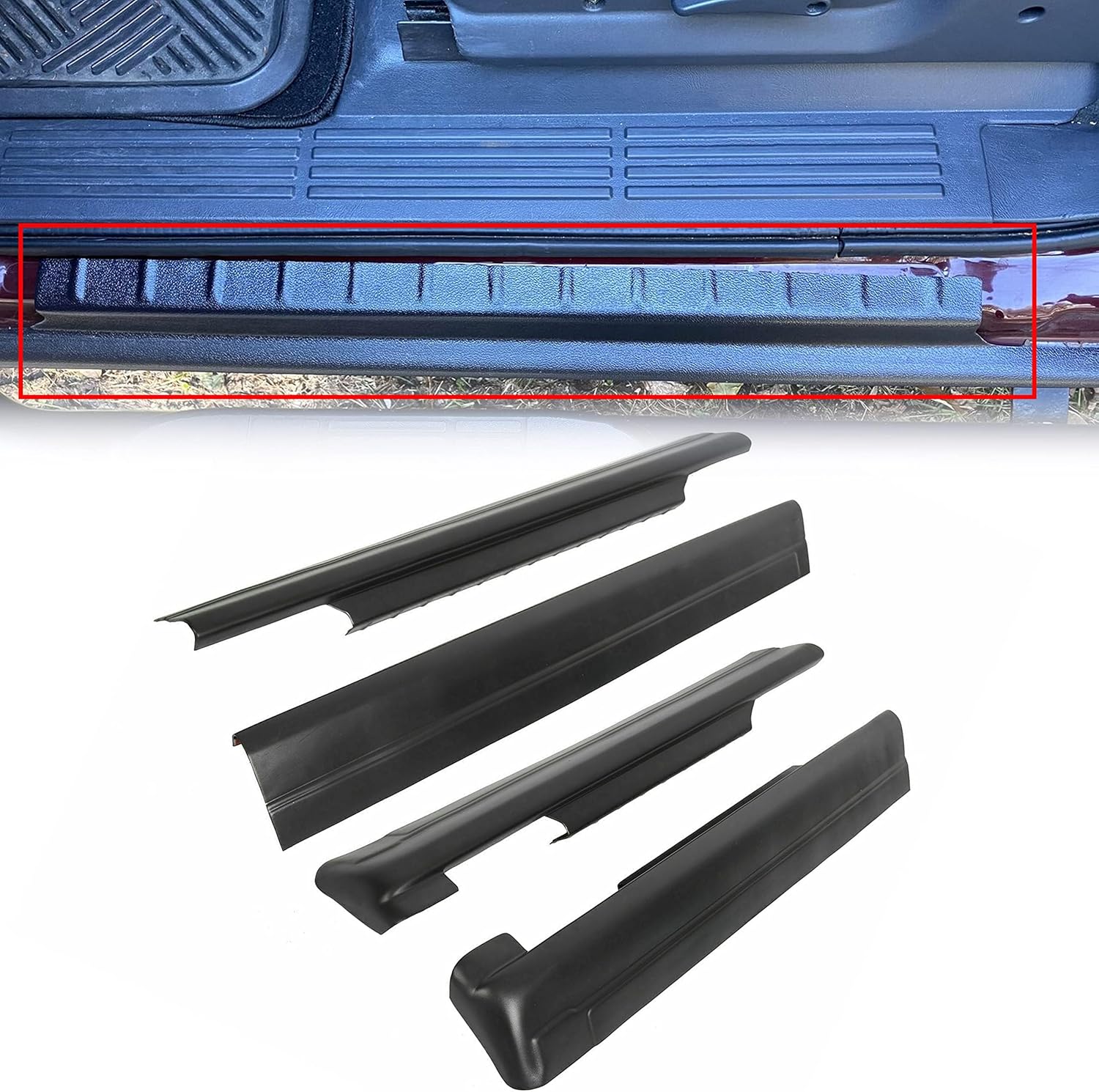 Rocker Panel Guard Trail Armor Compatible with 1999-2006 Chevy Chevrolet Silverado/GMC Sierra 1500 2500 3500 2007 Chevy Chevrolet Silverado 1500 2500 HD 3500 Classic Crew Cab LYAP-254-DK