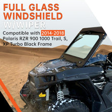 Full Vented Glass Windshield W/Wiper Compatible with 2014-2018 Polaris RZR 900 1000 Trail, S, XP Turbo Black Frame LYPS-042