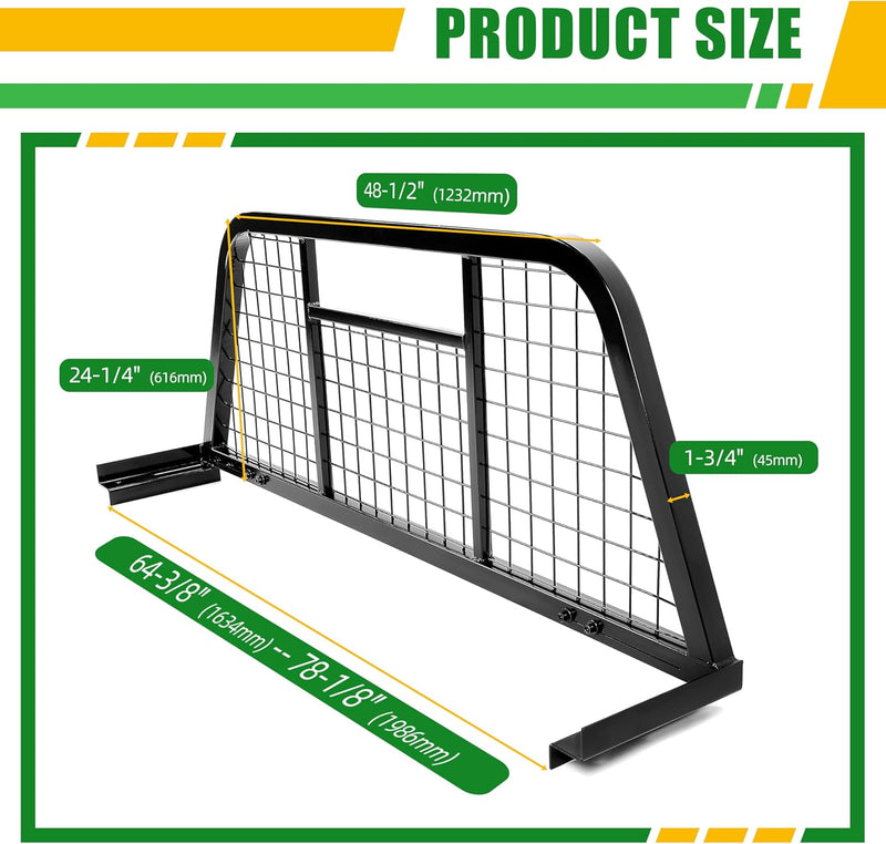 KUAFU Universal Truck Pickup Headache Rack Adjustable Pickup Cab Window Protection Back Window Rack LYAM-126