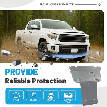 Skid Plate Compatible with 2014-2021 Toyota Tundra 4.6L 5.7L 2020-2022 Toyota Sequoia 5.7L Replacement for PTR60-34190 Front Lower Engine Undercover Guard Protection Aluminum Gray LYAM-617