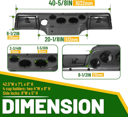 Dash Board Cover Assembly Compatible with 1982-Up Club Car DS Golf Cart Carbon Fiber Style Glove Boxes 4 Cup Holders (DS Models ONLY) LYMP-057