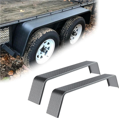 Tandem Axle Trailer 10-1/4inchesx72-7/8inchesx13inches Fit 13inches-15inches Tires Car Hauler Trailer,Cargo Trailer,Utility Trailer,Landscape Trailer Heavy Duty Unpainted Steel Diamond Fenders Tread Plate (2 Fenders) LYAM-336