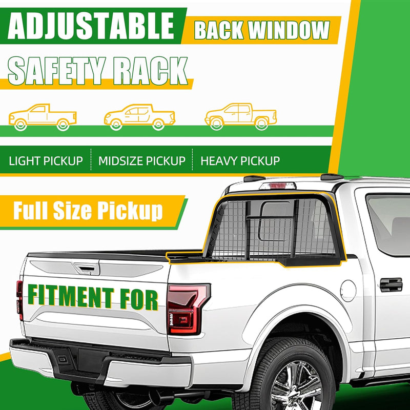 KUAFU Universal Truck Pickup Headache Rack Adjustable Pickup Cab Window Protection Back Window Rack LYAM-126