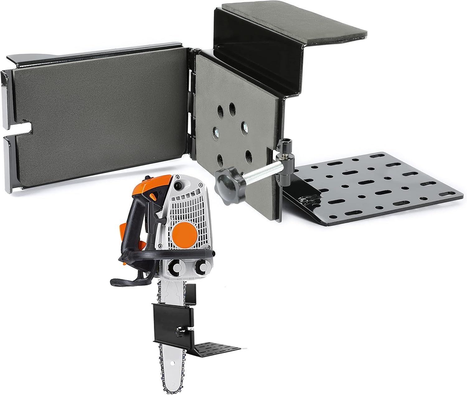 Universal Saw Press Chainsaw Bracket for ATV UTV Trailers W/Tubular Hanger Racks Fixed Tool Carrier Mounting Holder Kit LYOM-114