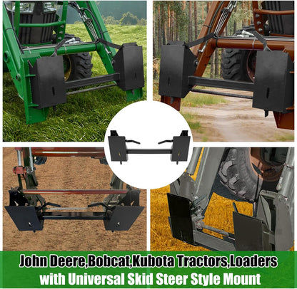 4000Lbs Universal Quick Attach Skid Steer Adapter Bucket Latch Compatible with Global John Deere Loaders Skid Steer Attachment Conversion Adapter Plate Steel Powder Coated Black LYOM-042
