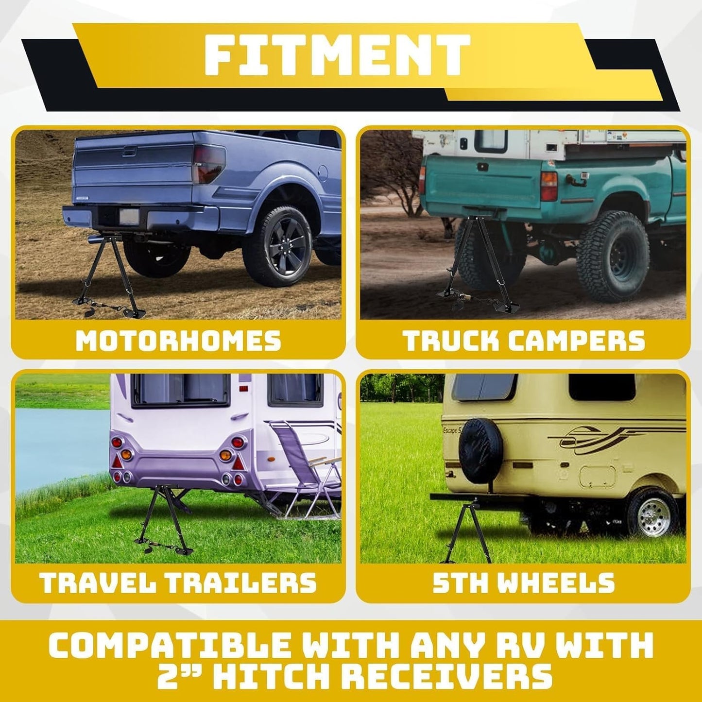 Hitch Mount Stabilizer Fit Any RV W/ 2inches Hitch Receivers Motorhomes Truck Campers Travel Trailers 5th Wheels Hitch Stabilizer Adjustable Height of 19-5/8inches-31-1/8inches LYOM-254