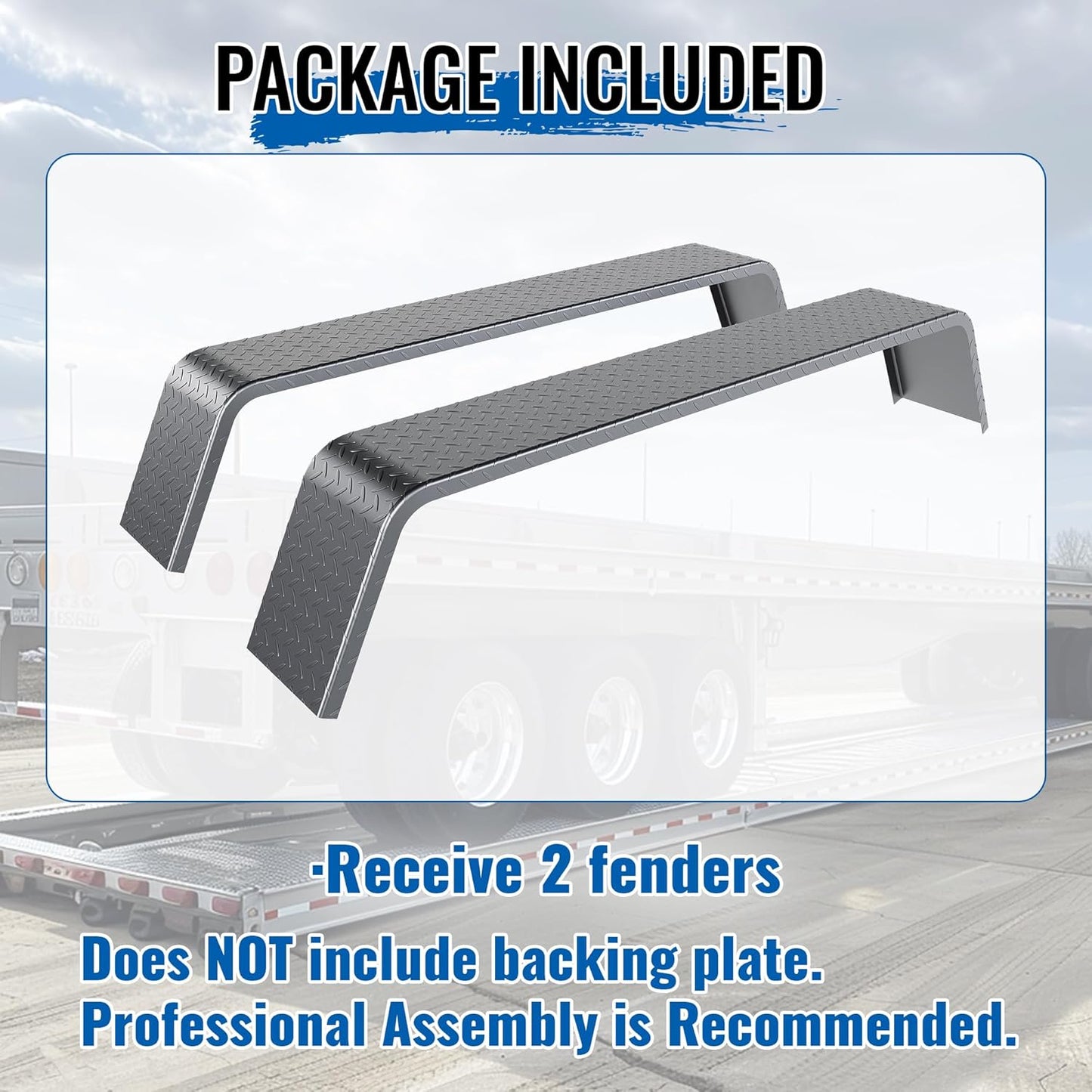 Tandem Axle Trailer 10-1/4inchesx72-7/8inchesx13inches Fit 13inches-15inches Tires Car Hauler Trailer,Cargo Trailer,Utility Trailer,Landscape Trailer Heavy Duty Unpainted Steel Diamond Fenders Tread Plate (2 Fenders) LYAM-336