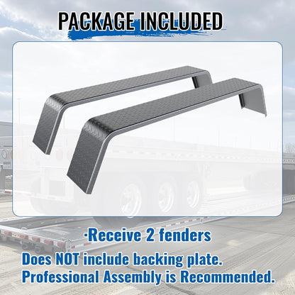 Tandem Axle Trailer 10-1/4inchesx72-7/8inchesx13inches Fit 13inches-15inches Tires Car Hauler Trailer,Cargo Trailer,Utility Trailer,Landscape Trailer Heavy Duty Unpainted Steel Diamond Fenders Tread Plate (2 Fenders) LYAM-336