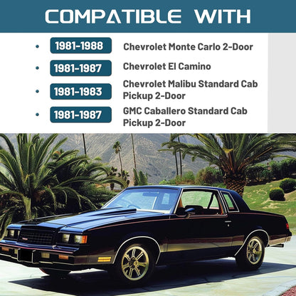 Dash Cover Compatible with 1981-1988 Chevrolet Monte Carlo El Camino Malibu GMC Caballero Dashboard Plastic Black LYAP-068S