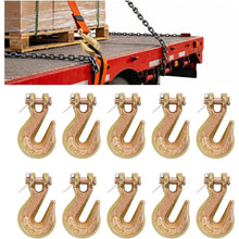ALMULOO 10PCS 3/8'' Universal Heavy Duty Chain Hooks Grade 70(G70) Clevis Grab Hooks for Rigging, Fishing Boat, Truck, Trailer and Crane 26,000 LBS Galvanized