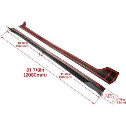 Side Skirt Extension Replacement 4Pcs Compatible with 2017-2023 Tesla Model 3 Carbon Fiber Printing Rocker Panels Guard Body Kit ABS Plastic Side Trim