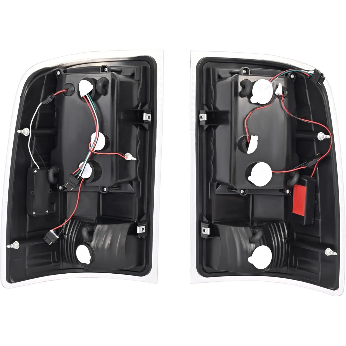 ALMULOO Pair LED Tail Light Compatible with 07-13 GMC Sierra 1500 & 07-14 GMC Sierra 2500HD 3500HD Replacement for GM2800208 GM2801208 Rear Lamp Clear Lens Chrome Housing Plastic Left&Right