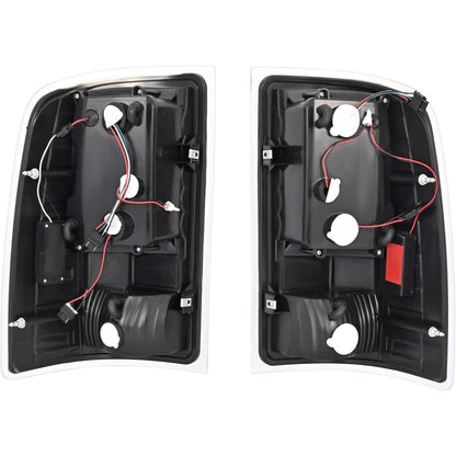 ALMULOO Pair LED Tail Light Compatible with 07-13 GMC Sierra 1500 & 07-14 GMC Sierra 2500HD 3500HD Replacement for GM2800208 GM2801208 Rear Lamp Clear Lens Chrome Housing Plastic Left&Right