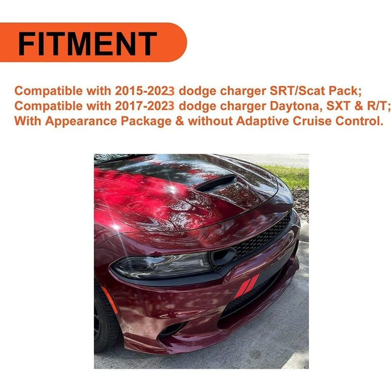 Front Upper Grille Assembly Compatible With 2015-2023 Dodge Charger SRT SXT Pursuit R/T SE GT Scat Pack Daytona Replacement for 68417502AA Mesh Grill W/ 2 Side Bezels LYAP-335-3